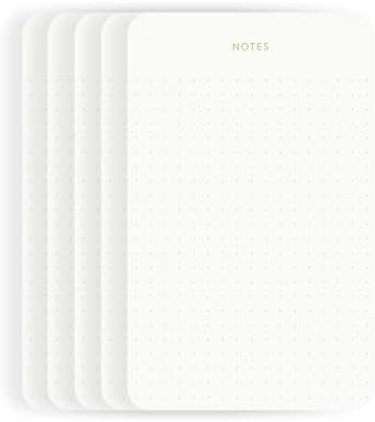 Small Dotted Notepads for Work, Gold Foil, 6.3 x 3.9 in, 5 Pack, 375 Sheets