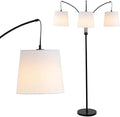 JONATHAN Y Sylva 3-Light Mid-Century Modern Arc Floor Lamp 72.5", Black