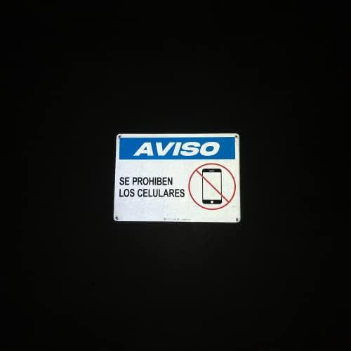 TRADESAFE Cellular Phones Prohibited No Cell Phone Use Sign, Se Prohiben Los Celulares, Quick Install Aluminum Safety Sign, Light Reflective, UV-Resistant, Waterproof for, 14” X 10” Spanish Sign