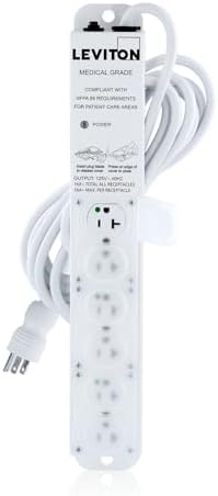 Leviton 20 Amp Medical Grade Power Strip, 6-Outlet, 15' Cord, 5306M-2N5