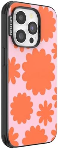 PopSockets iPhone 14 Pro Phone Case with MagSafe- Floating Florals | Magnetic, Wireless Charging, Camera & Drop Protection, Hot Pink, Flower, Floral
