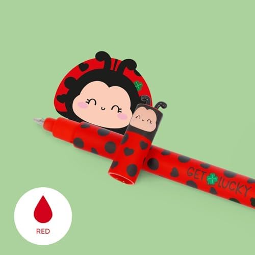 LEGAMI - Set of 15 Erasable Gel Pens with Thermosensitive Erase Ink, Range of ink colours & barrel designs, 0.7mm Tip, Animal Designs, Ladybug, Monster, Tiger, and Farmyard