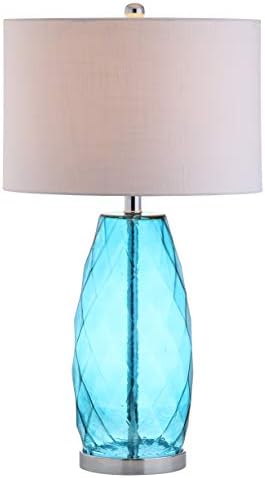 JONATHAN Y Juliette Modern Faceted Glass Table Lamp 26.5", Moroccan Blue