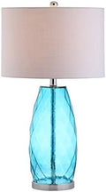 JONATHAN Y Juliette Modern Faceted Glass Table Lamp 26.5", Moroccan Blue