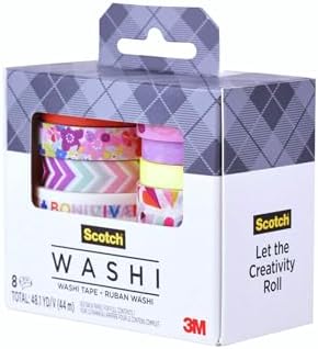 Scotch Expressions Washi Tape, 8 Rolls, Assorted Sizes & Colors