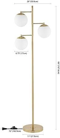 JONATHAN Y Ellie 3-Light Floor Lamp 66" Mid-Century Metal, Brass Gold