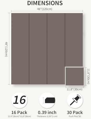 48" x 48" Cork Board Alternative, 16 Pack Felt Bulletin Board Tiles with 30 Adhesive Tabs Wall Push Pin Board for Office Classroom Bedroom Decor