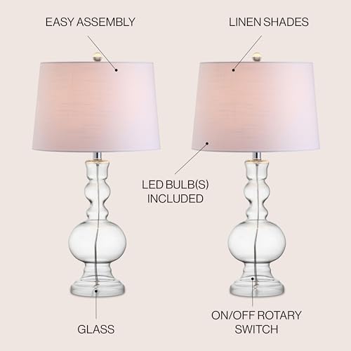 JONATHAN Y Genie 28.5" Glass Table Lamp, Clear, Set of 2