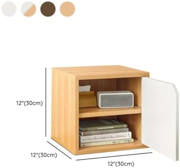Timber Vertical or Horizontal Organizing Shelf with 1 Cabinet Closed Back Modular Cube Storage Unit, Book Storage Bookshelf Glass Small Bookcase Square Grid Cabinet Wood with Shelves Wood Door