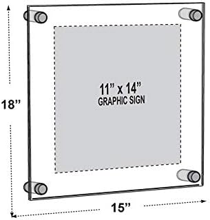 Azar Displays 105510-GLD Acrylic Floating Double Panel Wall Frame,11" x 14" Graphic Size, Overall Frame Size: 15" x 18", Gold