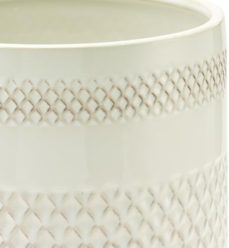 Nicole Miller – Wastebasket, Glossy Embossed Trellis Ceramic with Reactive Glaze Detail, Classic Home Decor – Perfect for Bathroom, Bedroom or Office (Lyra)