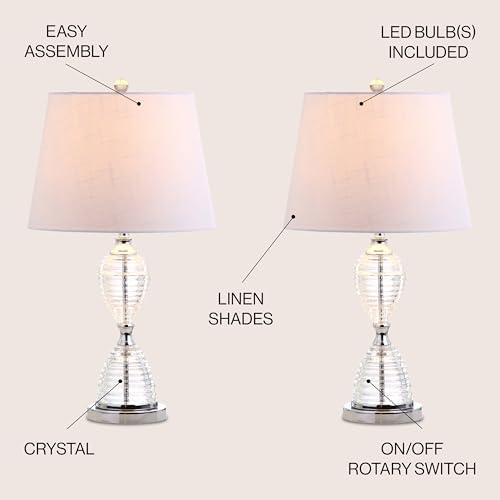 JONATHAN Y Aubrey 24" Crystal Table Lamp, Clear, Set of 2
