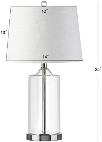 JONATHAN Y Walsh 25" Glass and Metal Bedside Table Lamp, Clear/Chrome