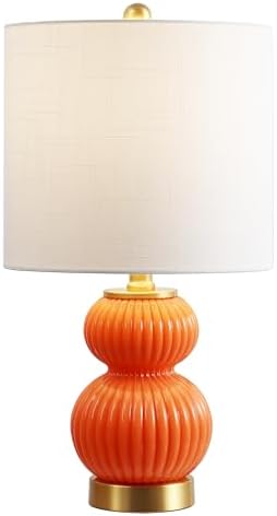 JONATHAN Y Daphne Ribbed Gourd Metal/Glass Table Lamp 20", Orange