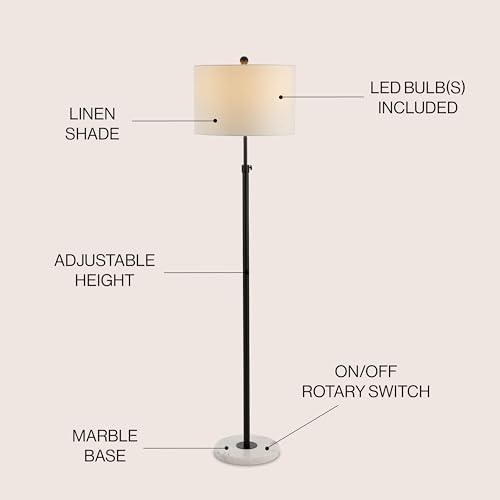 JONATHAN Y June 66" Adjustable Metal Marble Floor Lamp, Oil Rubbed Bronze