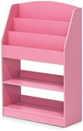 Furinno LOVA Book Shelf, 5-Tier Magazine Bookshelf, Bookcase with Open Shelves Storage, 9.4 x 24.6 x 37, for Living Room, Bedroom, Home Office, Pink