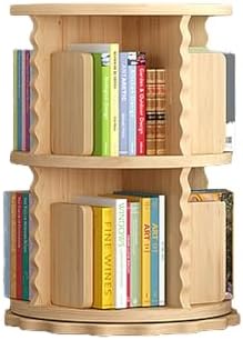 GAMAK Rotating Bookshelf Kids Bookshelf with Storage Small Bookshelf 360 Display 2-4 Tier Floor Standing Bookcase Used in Bedrooms Study Room (Size : Lace Edge, Color : Two)