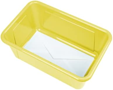 Storex Small Cubby Bins – Plastic Storage Containers for Classroom, 12.2 x 7.8 x 5.1 inches, Class Yellow, 5-Pack (62418A05C)