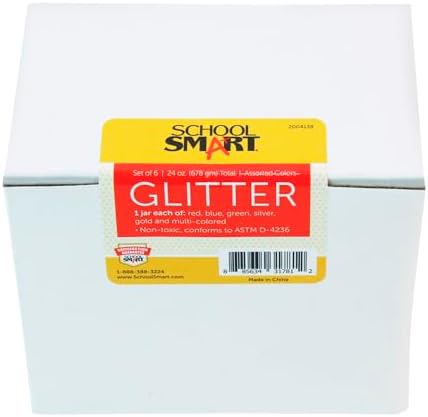 School Smart Craft Glitter, 4 Ounces, Assorted Colors, Set of 6
