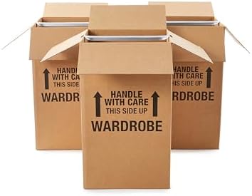 Amazon Basics Sturdy Wardrobe Moving Boxes, 20" x 20" x 34", Brown, 3-Pack