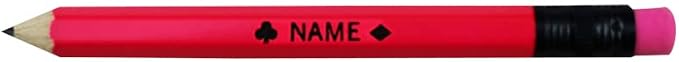 EZPENCILS & GIFTS - Golf Pencils Tipped with Eraser (1/2 a Pencil - Pew Pencils) - Neon Pink Colored Barrel - FREE-PERSONALIZATION - 2HB Black Lead - Custom Text - Non-Smear Eraser – Package of 30