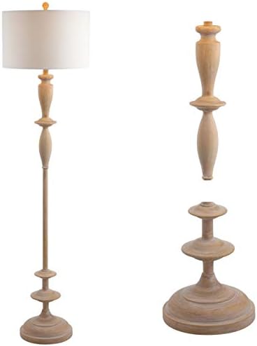 JONATHAN Y Aldrin Floor Lamp 63.5" Traditional Resin, Brown Wood Finish