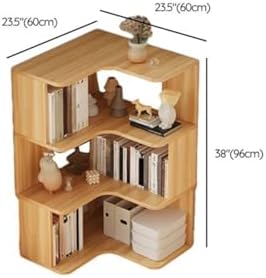 Vertical Wall Corner Shelf with Open Back 4-Shelf Wood Corner Bookshelf Floor Book Rack Multi-Layer Storage Shelf Against the Wall Bookcase Light Walnut 23.6" L x 23.6" W x 37.8" H