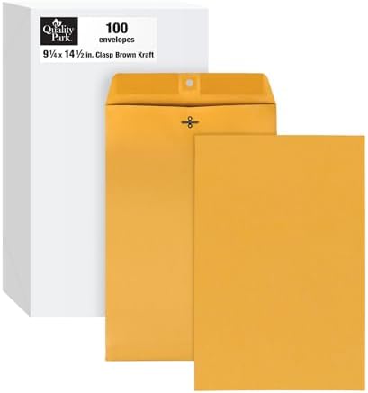Quality Park 37894 Quality Park Clasp Envelopes, 9-1/4x14-1/2, 28lb, Brown Kraft, 100/Box,Light Brown