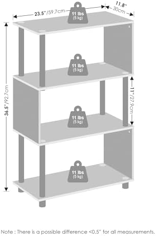 Furinno Reed 4-Tier Geometric Book Shelf with Open Shelf, Espresso