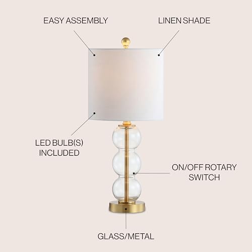 JONATHAN Y February 21" Stacked Sphere Table Lamp, Clear/Brass Gold