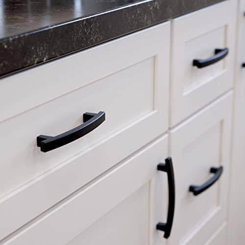 Franklin Brass (5-Pack) – Matte Black Cabinet Handles, 4 Inch Hole Center, Pulls for Drawers, Kitchen Cabinet Door, Dressers | Pierce