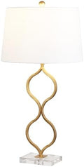 JONATHAN Y Levi Table Lamp 31.5" Curved Metal and Crystal, Gold Painting