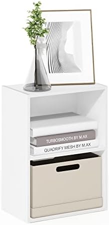 Furinno LUDER 2-Tier Book Shelf, Wide Open Shelves Bookshelf, Plain White