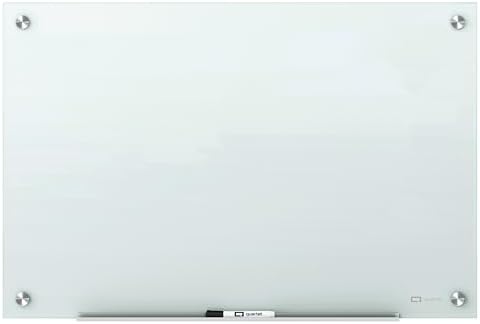 Quartet Magnetic Glass Dry Erase White Board, 36''W x 24''H Whiteboard, Infinity Frameless Mounting, White Surface (G3624W)