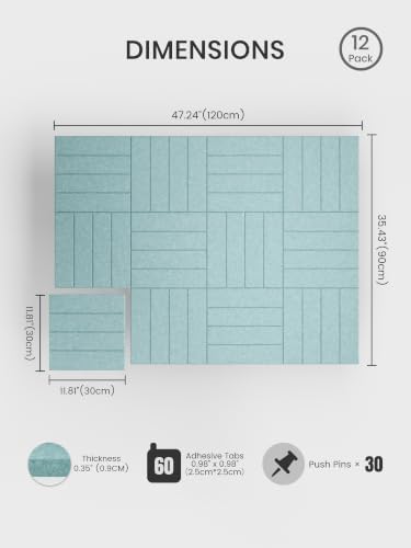 Bumusty 48" x 36" Large Cork Board Alternative, Aqua Blue