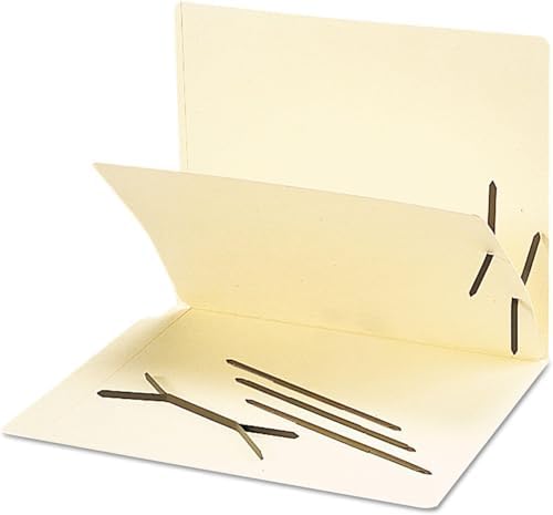 Smead 100 Count 2 Prong Metal Fasteners, 2" Capicity, Brown, One-Piece 2-Prong Fasteners for Folder Dividers, Dual Side 5/8" and 1" Capacity, 2.75" Center to Center, 100/Box (35015)