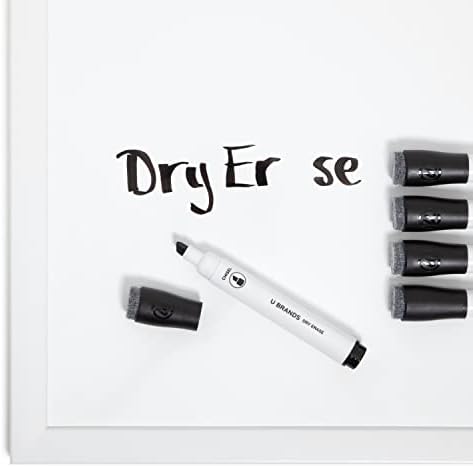 U Brands Black Dry Erase Markers with Eraser, Chisel Tip, 5 Count