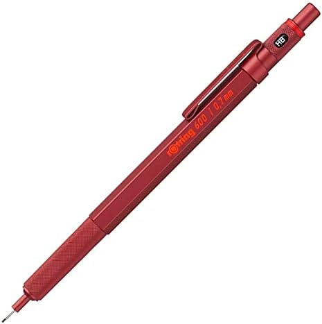 rOtring 600 Mechanical Pencil | HB 0.7 mm | Red All-Metal Body | Hexagonal Barrel