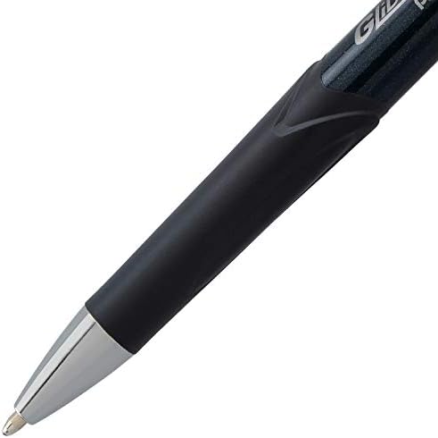 Pentel Glidewrite Signature Ballpoint Pen Black Barrel, (1.0mm) Medium Line, Black Ink, 12 Pens (BX930A-A)