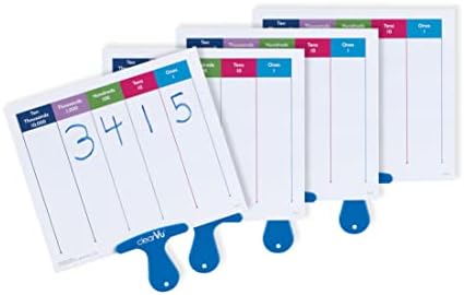 hand2mind Place Value Answer Board, Dry Erase Board Sets, Dry Erase Paddles, Math Classroom Supplies, Base 10 Math Manipulatives for Elementary School, 1st Grade Math Materials (Pack of 4)