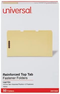 Universal Office Products 2 Fasteners, 1/3 Tab Box of 50
