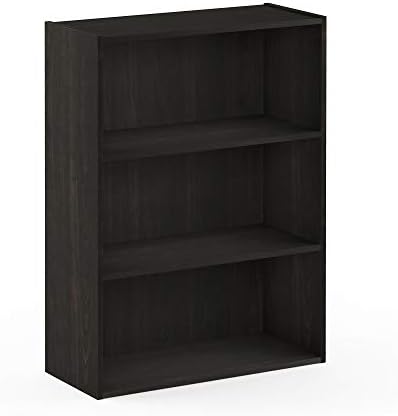 Furinno PASIR Book Shelf, 3-Tier Bookshelf, Bookcase, 9.7" x 23.7" x 31.5", for Living Room, Bedroom, Home Office, Blackwood