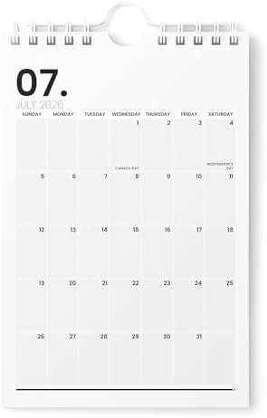 Karto Small Wall Calendar 2026-2027 6x9 in - Minimalist | July 2026 to December 2027, Vertical, Boosts Productivity, Easy Monthly Planning