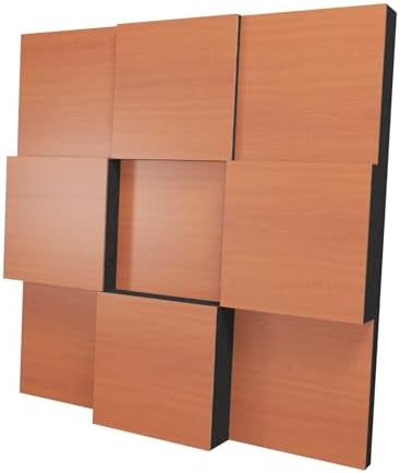 2 PACK — Acoustic Soundproofing Diffusion Panel | Acoustic Treatment for Recording Studio Home Office Podcast Living Room | Absorption - Reflection | Color Plates: (Cherry, EDISON)
