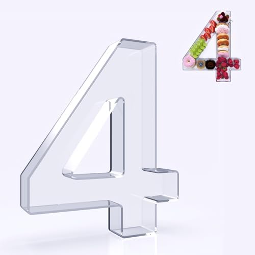 11" Acrylic Number Charcuterie Board Box, Reusable Fillable Number Cake Candy Dish Display Serving Tray for Birthday Anniversary Party Decoration (4)