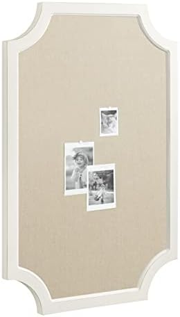 Hogan Framed Scalloped Decorative Wall Pinboard; White; 24 x 36; Rustic Modern Farmhouse Bulletin Board for Wall Organization and Decorative Displays