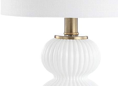 JONATHAN Y Daphne Ribbed Gourd Metal/Glass Table Lamp 20", White/Brass Gold