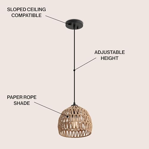 JONATHAN Y Campana 1-Light Pendant Dome Ceiling Lamp, 8.25", Brown