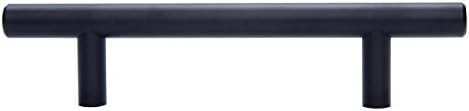 Amazon Basics Euro Bar Cabinet Handles, Drawer Pulls, 5.38-inch Length, 3-inch Hole Center, 1/2-inch Diameter, Matte Black, 20-Pack, AB1500-FB-10