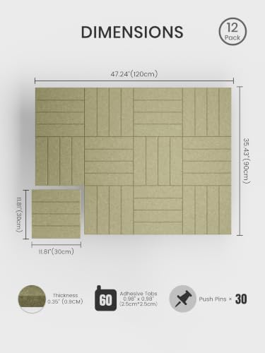 Bumusty 48" x 36" Large Cork Board Alternative, Olive Green